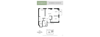 a floor plan of two bedrooms and two baths for a home